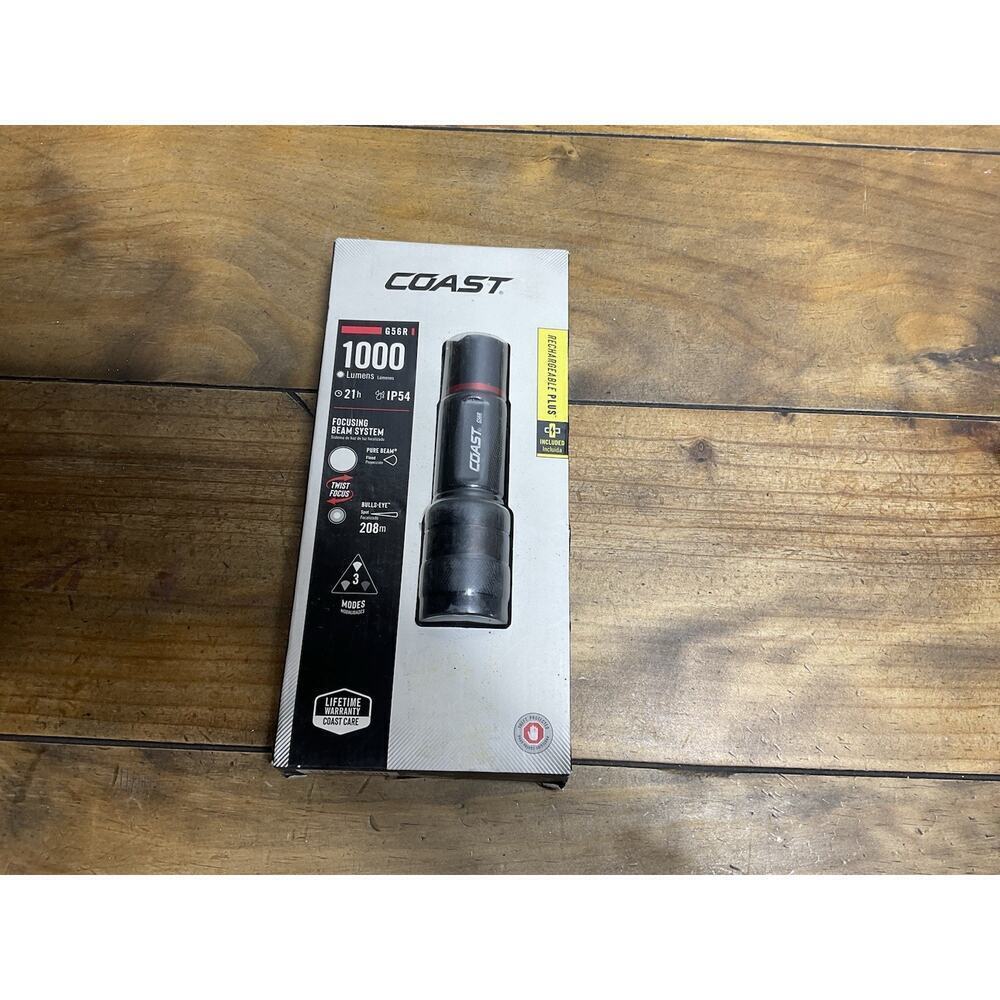 Coast 1000 Lumens G55R Rechargeable Dual Power IP54 Flashlight New/Sealed